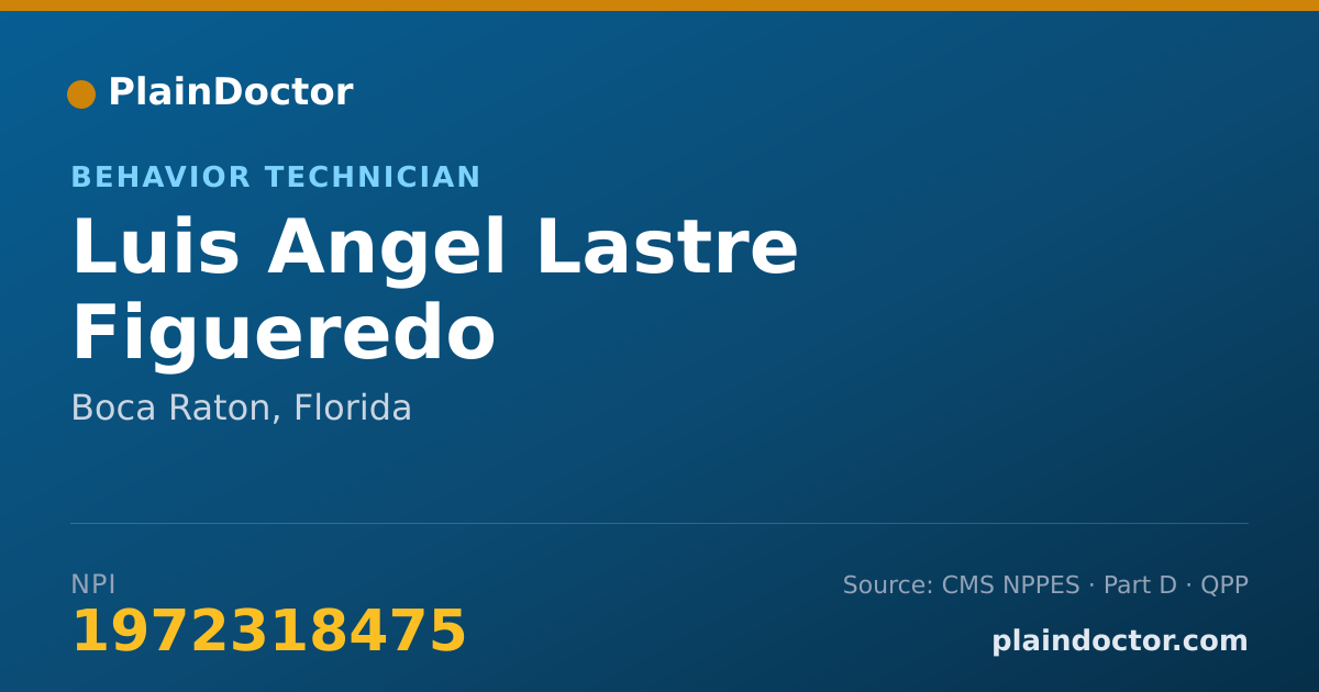 Shareable card for Luis Angel Lastre Figueredo - Behavior Technician, Boca Raton, FL