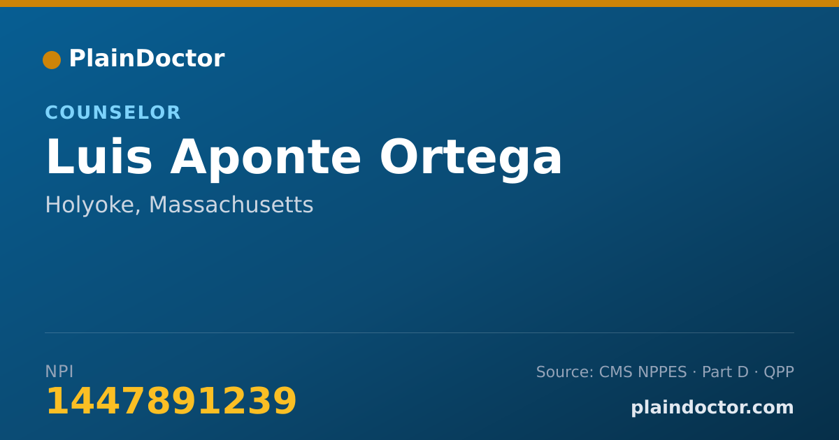 Shareable card for Luis Aponte Ortega - Counselor, Holyoke, MA