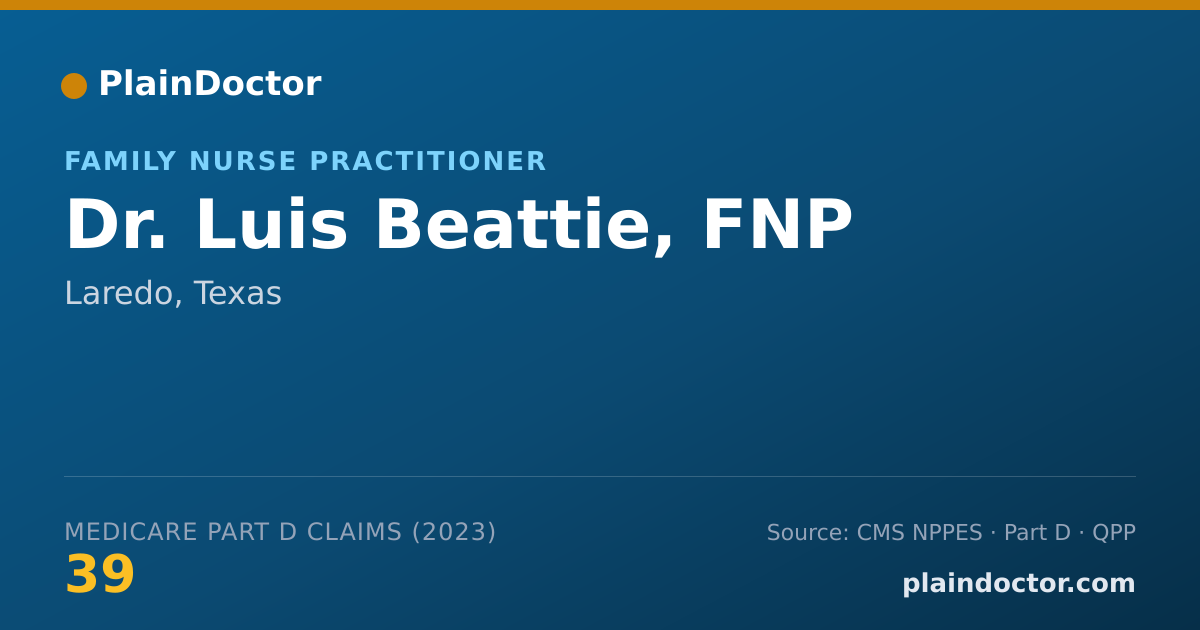 Shareable card for Luis Beattie, FNP - Family Nurse Practitioner, Laredo, TX