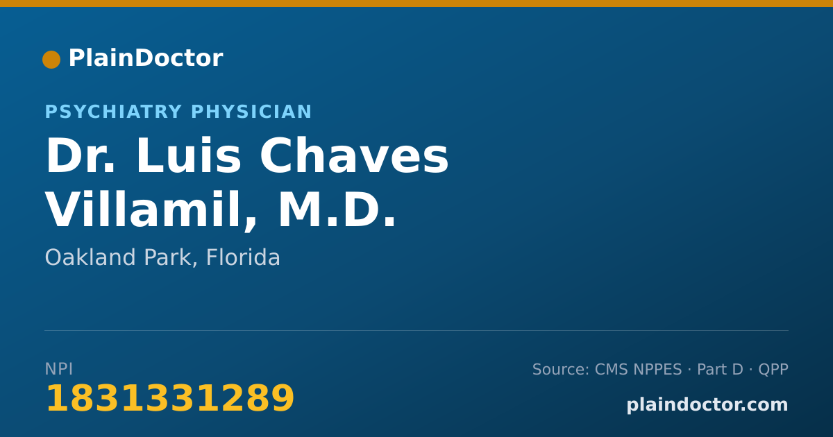 Shareable card for Luis Chaves Villamil, M.D. - Psychiatry Physician, Oakland Park, FL