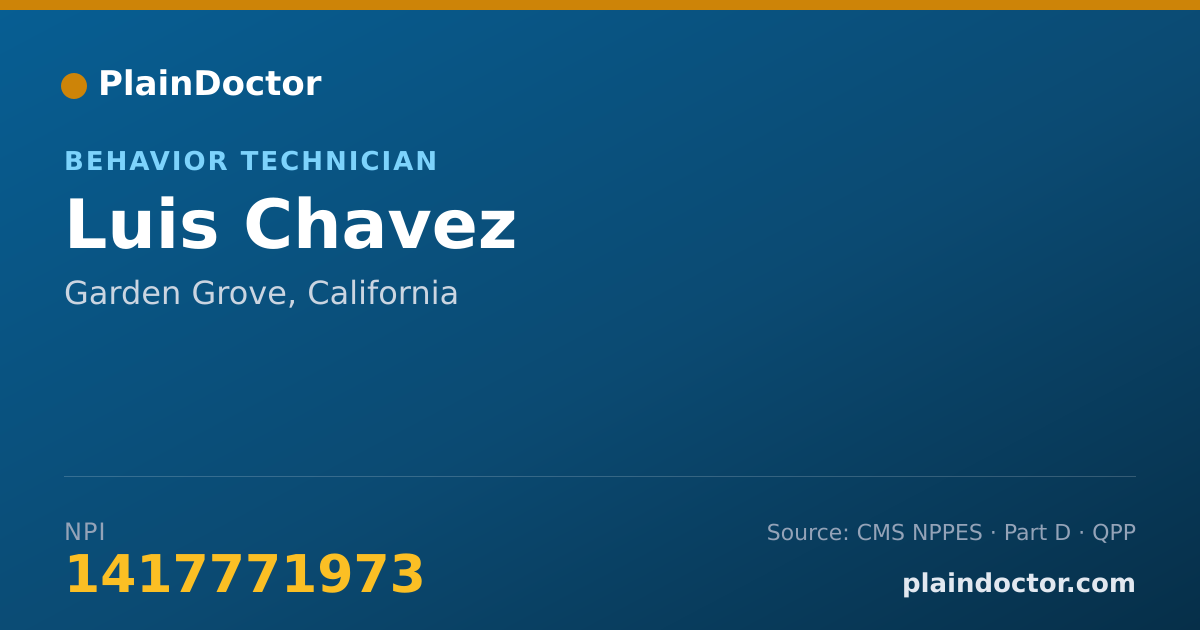 Shareable card for Luis Chavez - Behavior Technician, Garden Grove, CA