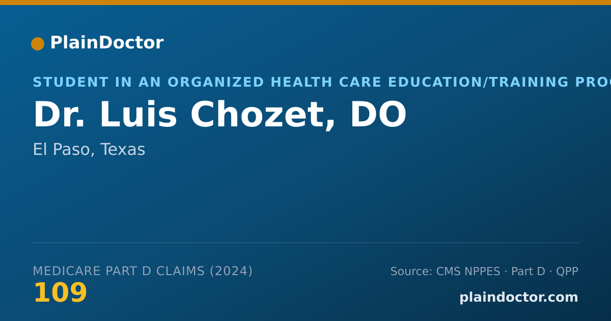 Shareable card for Luis Chozet, DO - Student in an Organized Health Care Education/Training Program, El Paso, TX