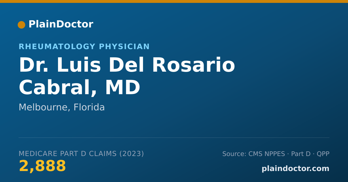 Shareable card for Luis Del Rosario Cabral, MD - Rheumatology Physician, Melbourne, FL