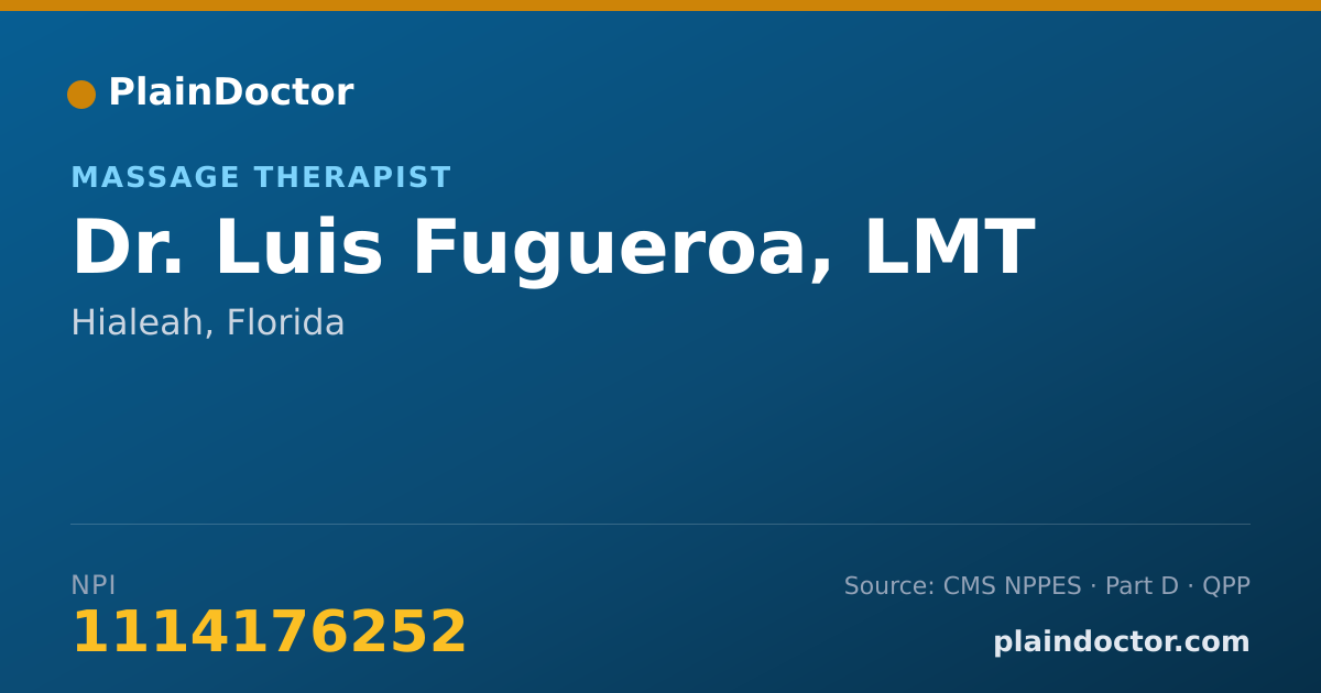 Shareable card for Luis Fugueroa, LMT - Massage Therapist, Hialeah, FL
