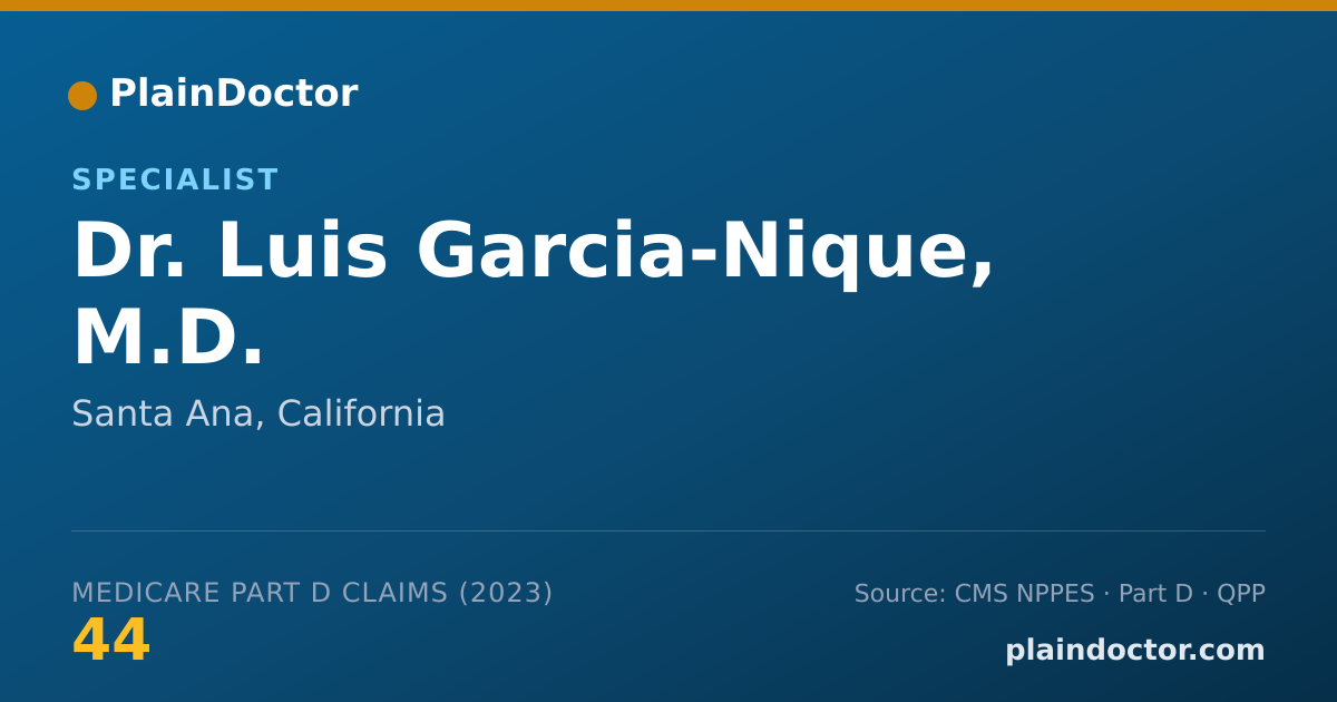 Shareable card for Luis Garcia-Nique, M.D. - Specialist, Santa Ana, CA