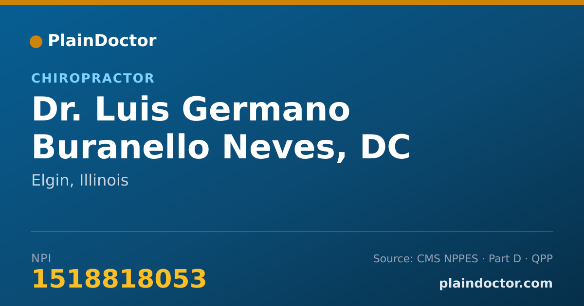 Shareable card for Luis Germano Buranello Neves, DC - Chiropractor, Elgin, IL