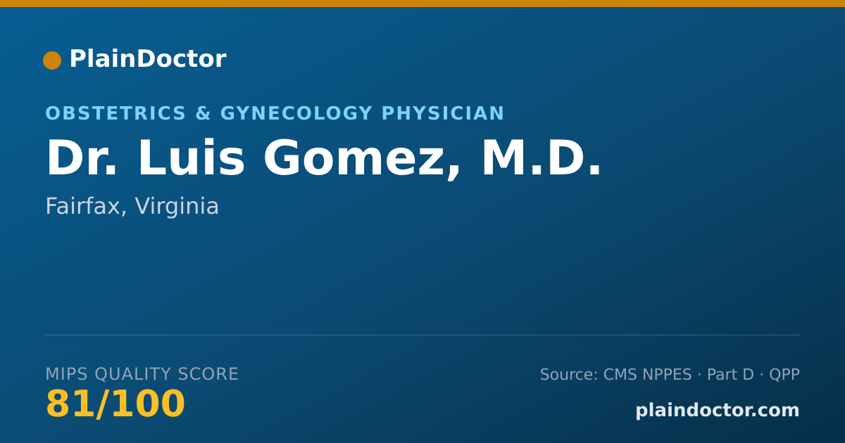 Shareable card for Luis Gomez, M.D. - Obstetrics & Gynecology Physician, Fairfax, VA