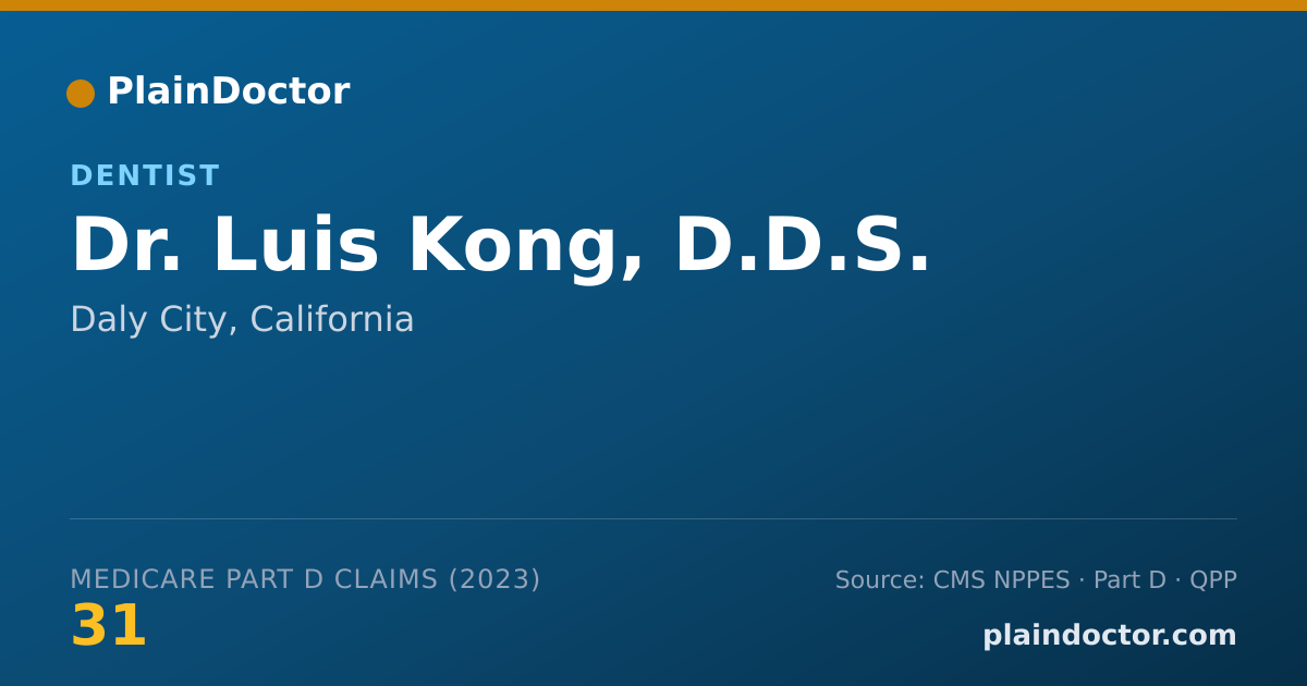 Shareable card for Luis Kong, D.D.S. - Dentist, Daly City, CA