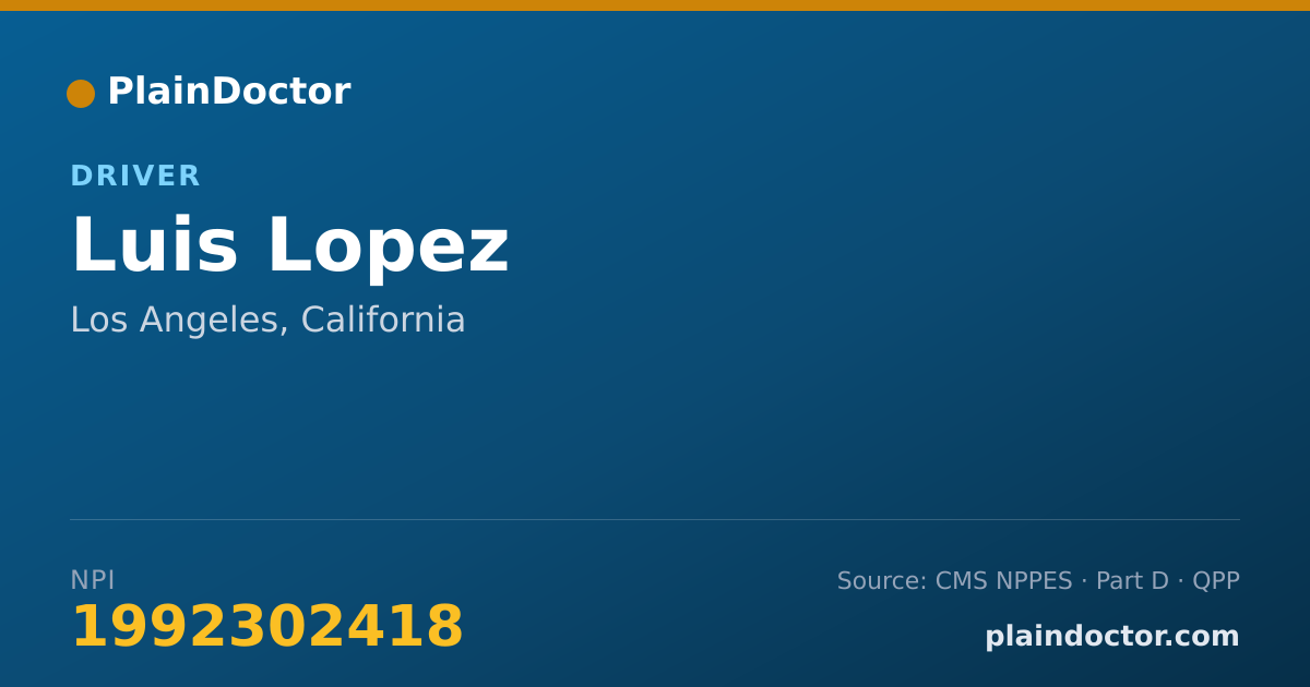 Shareable card for Luis Lopez - Driver, Los Angeles, CA