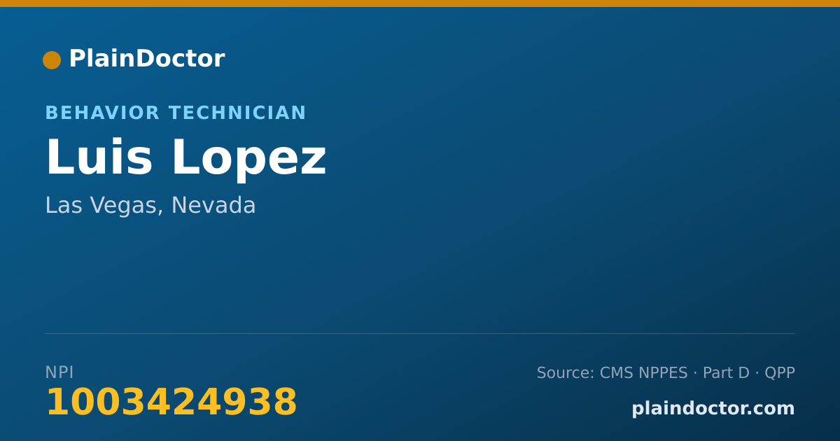 Shareable card for Luis Lopez - Behavior Technician, Las Vegas, NV