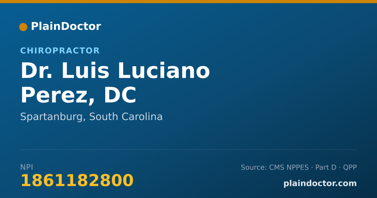 Shareable card for Luis Luciano Perez, DC - Chiropractor, Spartanburg, SC