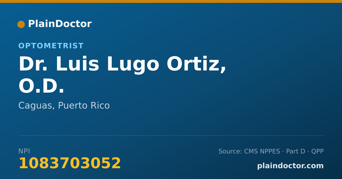 Shareable card for Luis Lugo Ortiz, O.D. - Optometrist, Caguas, PR