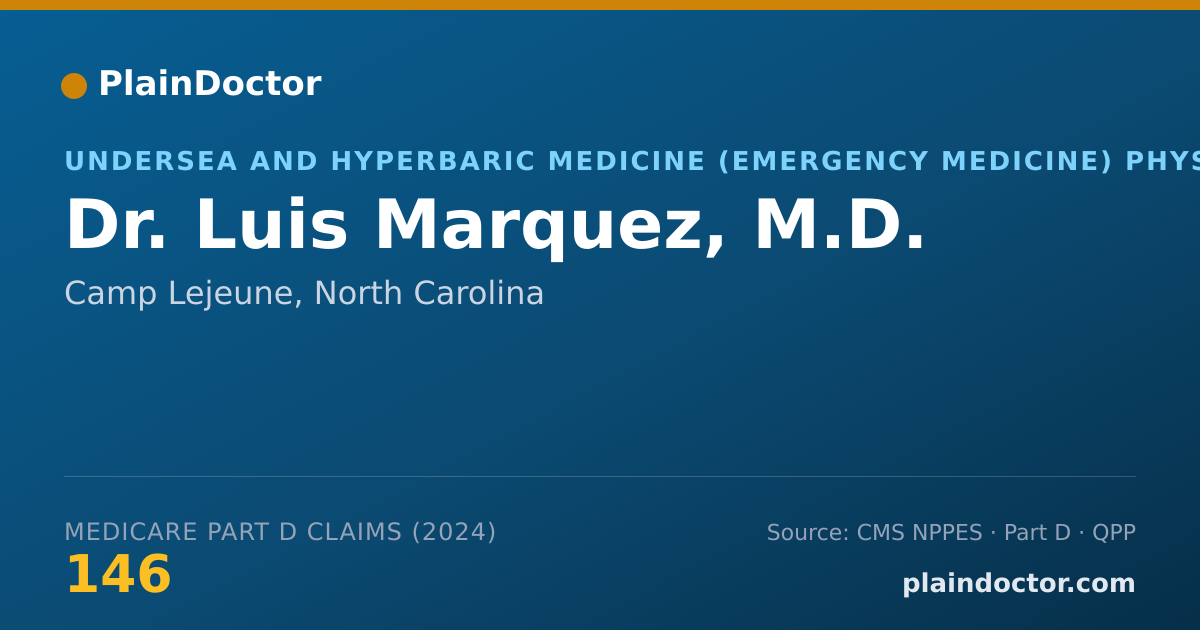 Shareable card for Luis Marquez, M.D. - Undersea and Hyperbaric Medicine (Emergency Medicine) Physician, Camp Lejeune, NC