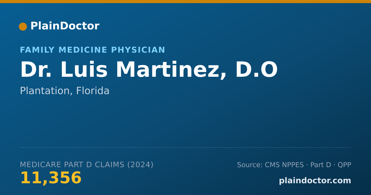 Shareable card for Luis Martinez, D.O - Family Medicine Physician, Plantation, FL