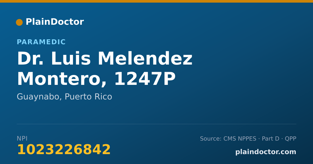 Shareable card for Luis Melendez Montero, 1247P - Paramedic, Guaynabo, PR