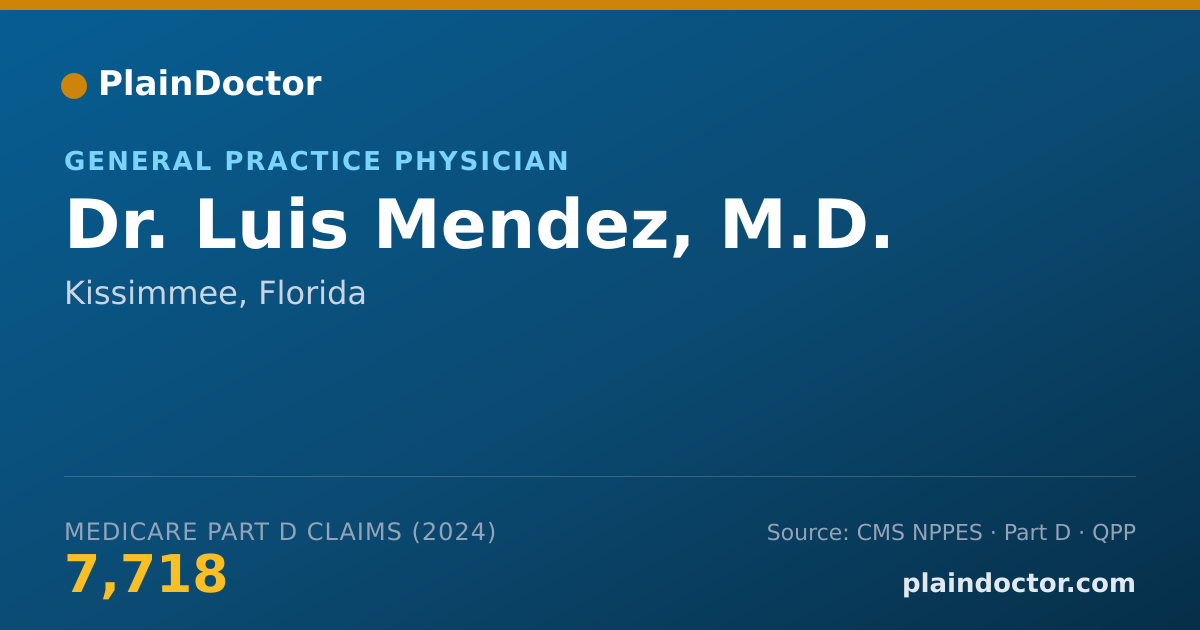 Shareable card for Luis Mendez, M.D. - General Practice Physician, Kissimmee, FL