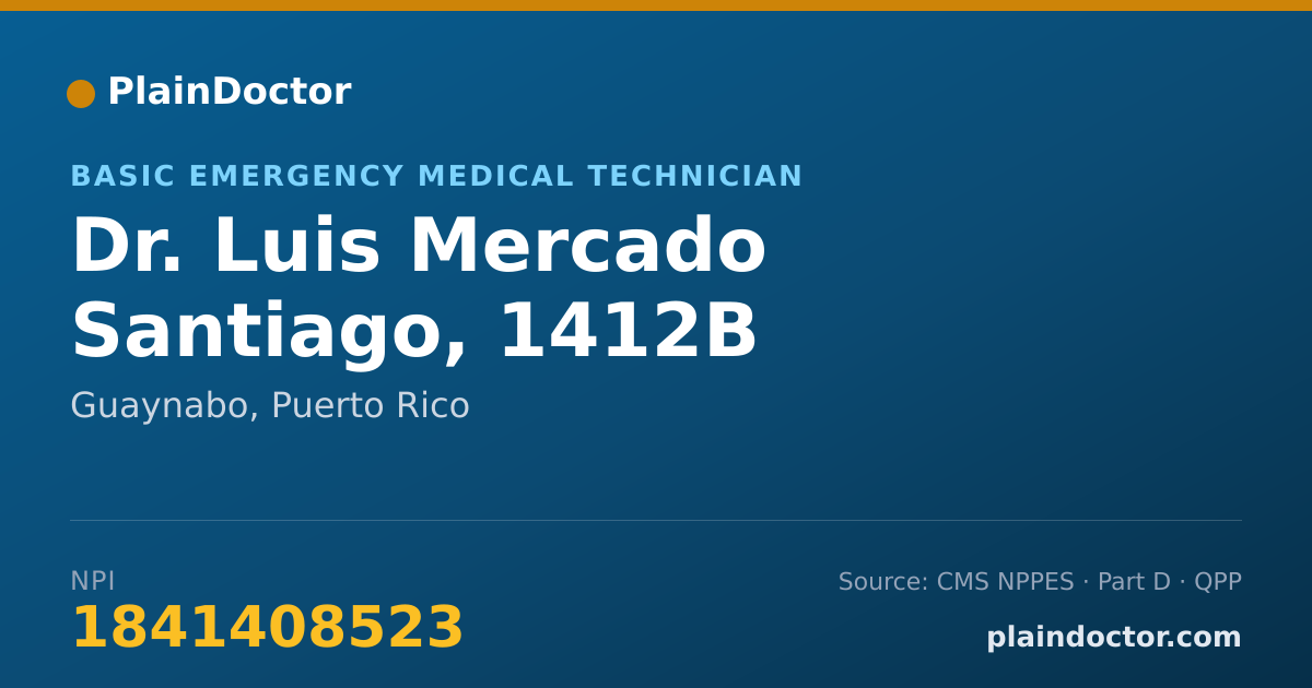 Shareable card for Luis Mercado Santiago, 1412B - Basic Emergency Medical Technician, Guaynabo, PR