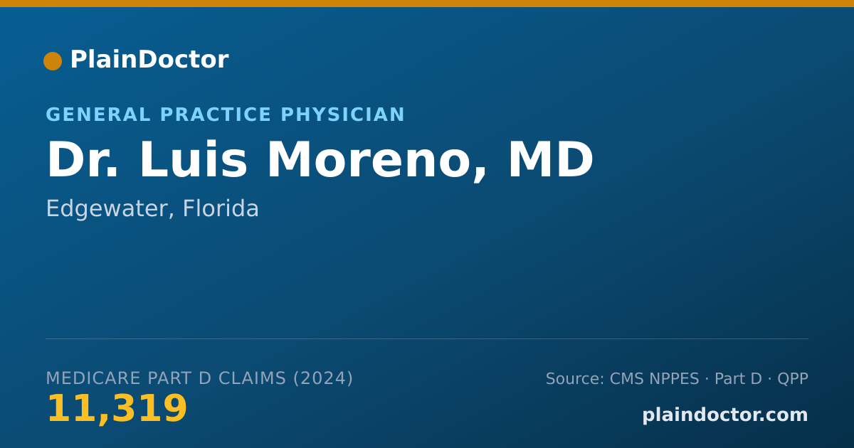 Shareable card for Luis Moreno, MD - Military Health Care Provider, Edgewater, FL