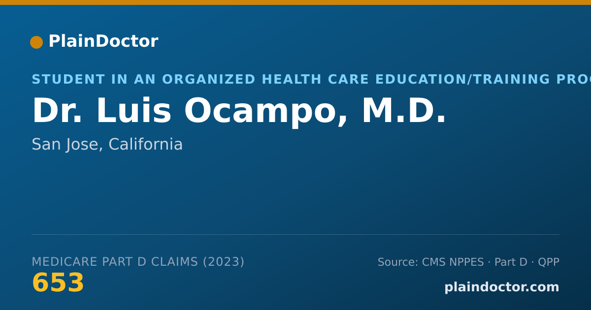 Shareable card for Luis Ocampo, M.D. - Student in an Organized Health Care Education/Training Program, San Jose, CA