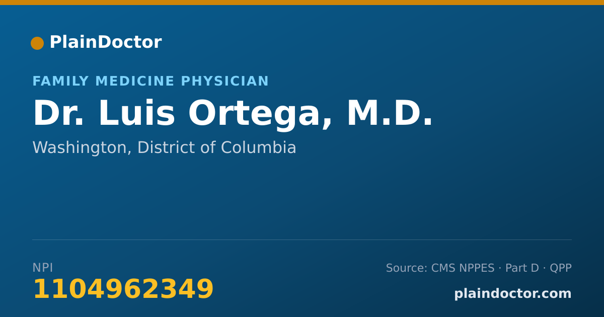 Shareable card for Luis Ortega, M.D. - Family Medicine Physician, Washington, DC