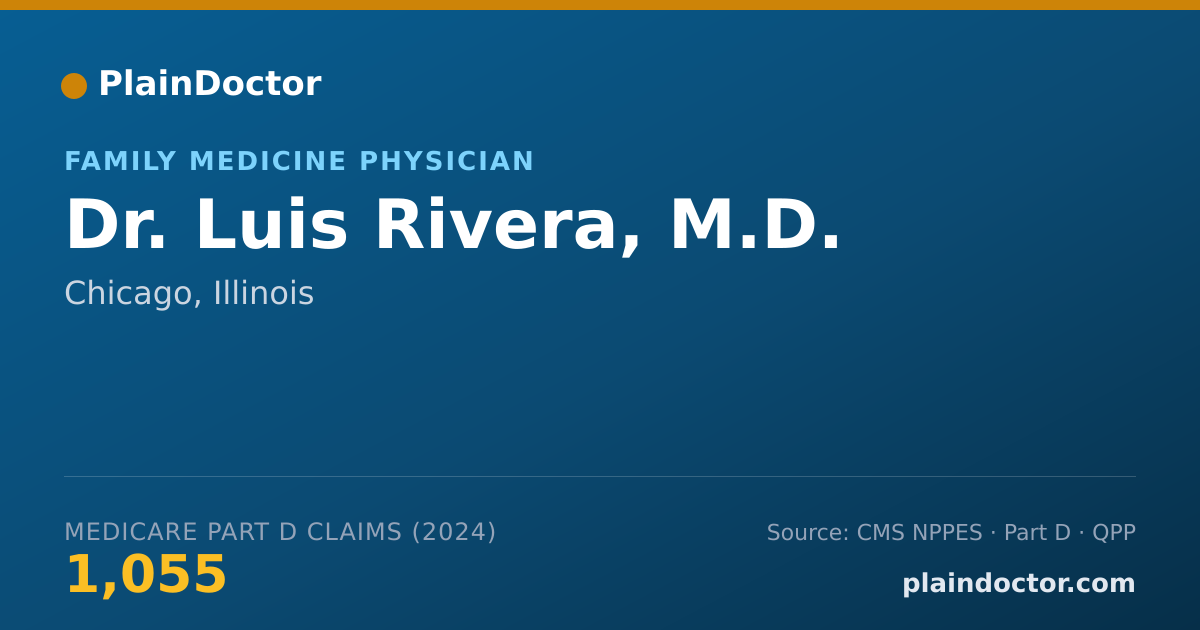 Shareable card for Luis Rivera, M.D. - Family Medicine Physician, Chicago, IL
