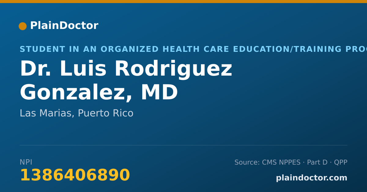Shareable card for Luis Rodriguez Gonzalez, MD - Student in an Organized Health Care Education/Training Program, Las Marias, PR