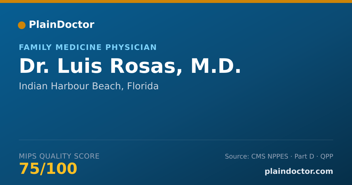 Shareable card for Luis Rosas, M.D. - Family Medicine Physician, Indian Harbour Beach, FL