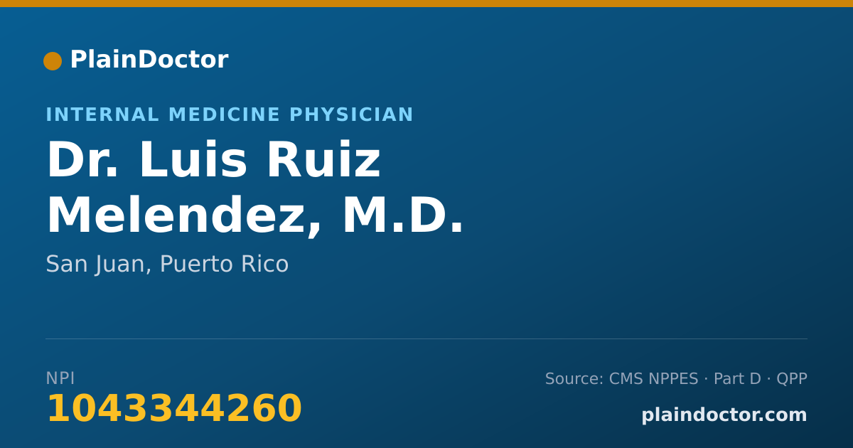 Shareable card for Luis Ruiz Melendez, M.D. - Internal Medicine Physician, San Juan, PR