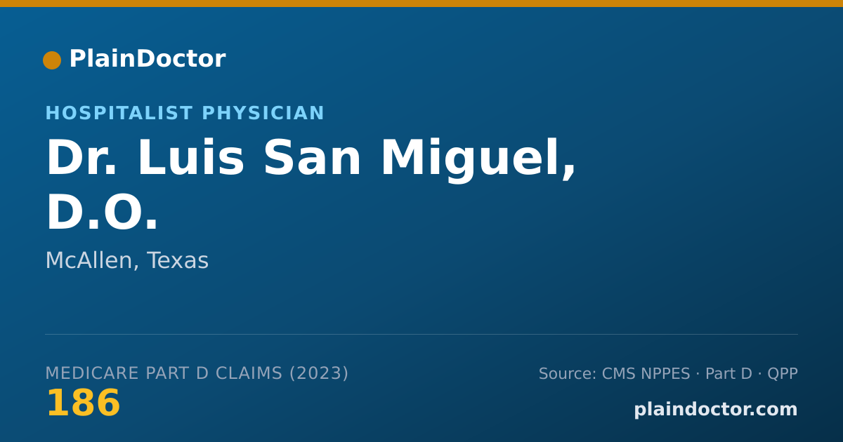 Shareable card for Luis San Miguel, D.O. - Hospitalist Physician, McAllen, TX