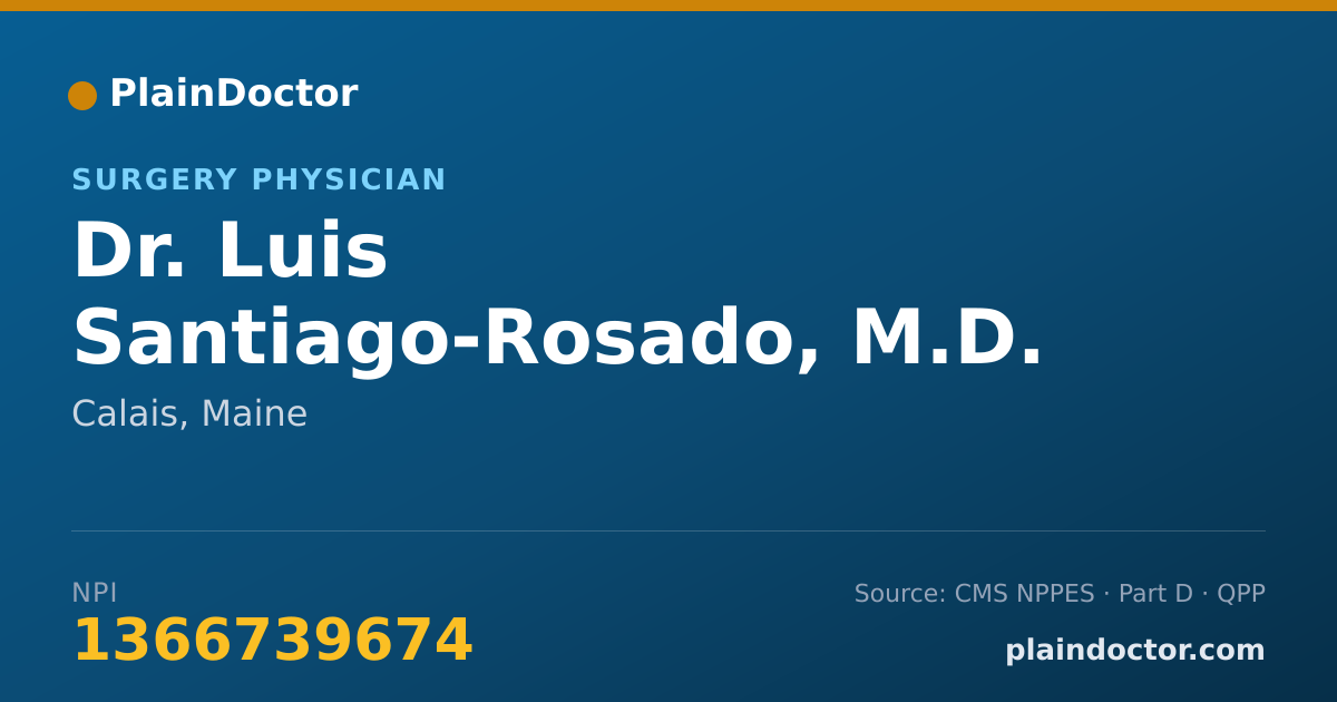 Shareable card for Luis Santiago-Rosado, M.D. - Surgery Physician, Calais, ME