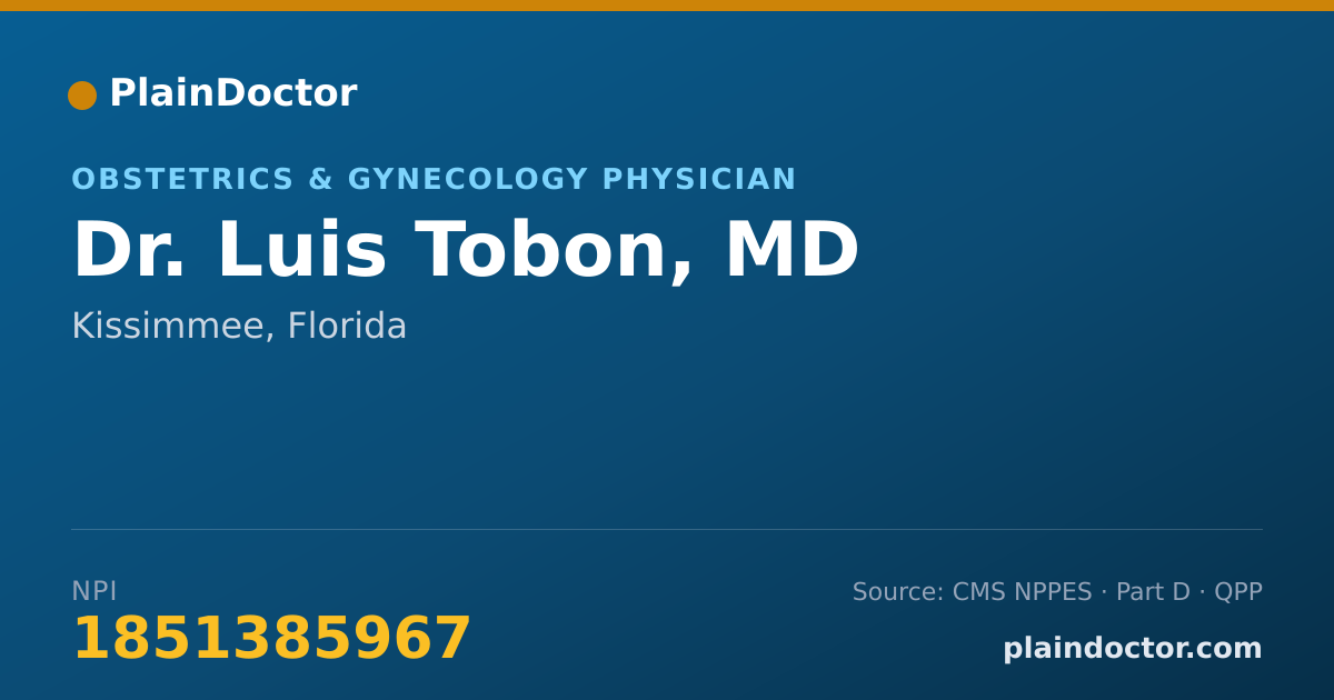 Shareable card for Luis Tobon, MD - Obstetrics & Gynecology Physician, Kissimmee, FL