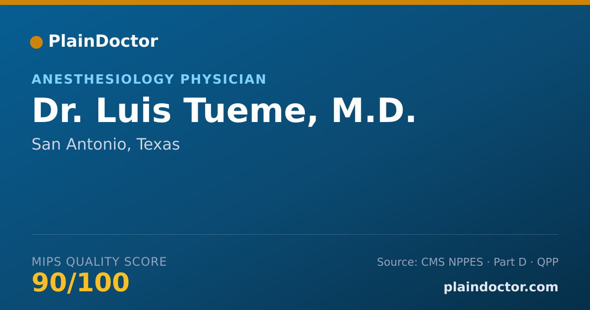 Shareable card for Luis Tueme, M.D. - Anesthesiology Physician, San Antonio, TX