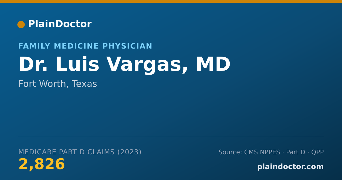 Shareable card for Luis Vargas, MD - Family Medicine Physician, Fort Worth, TX