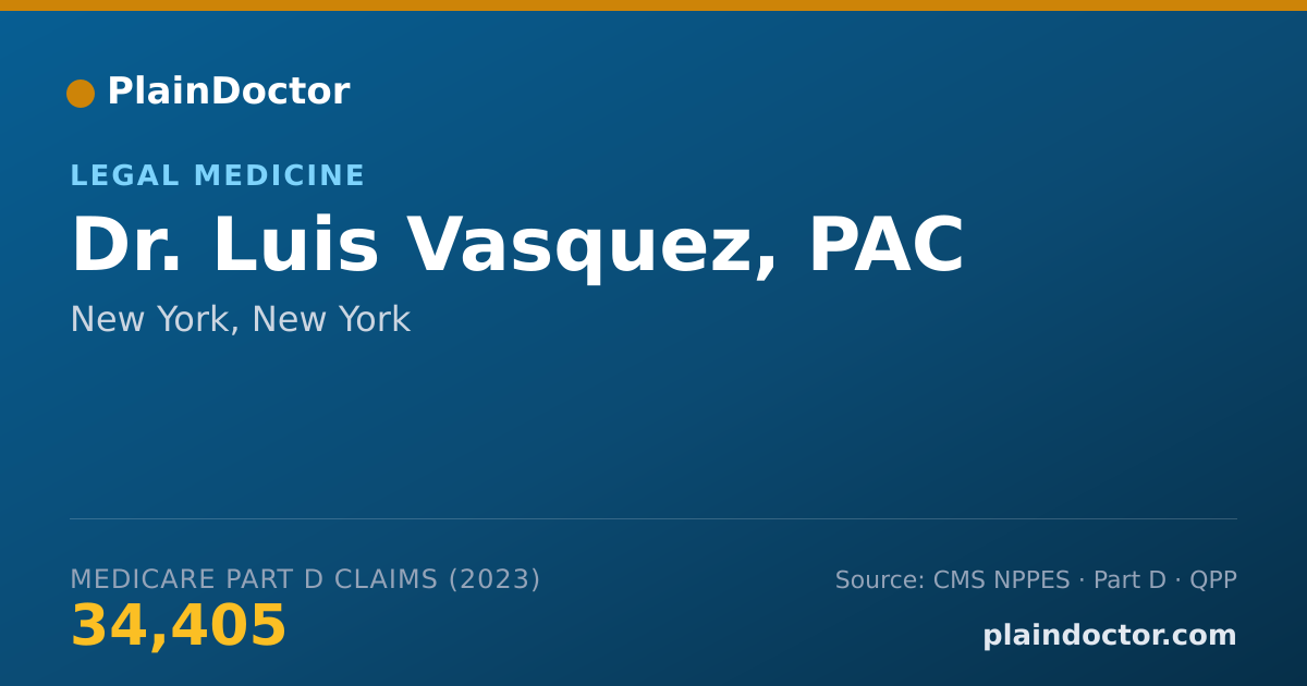 Shareable card for Luis Vasquez, PAC - Legal Medicine, New York, NY