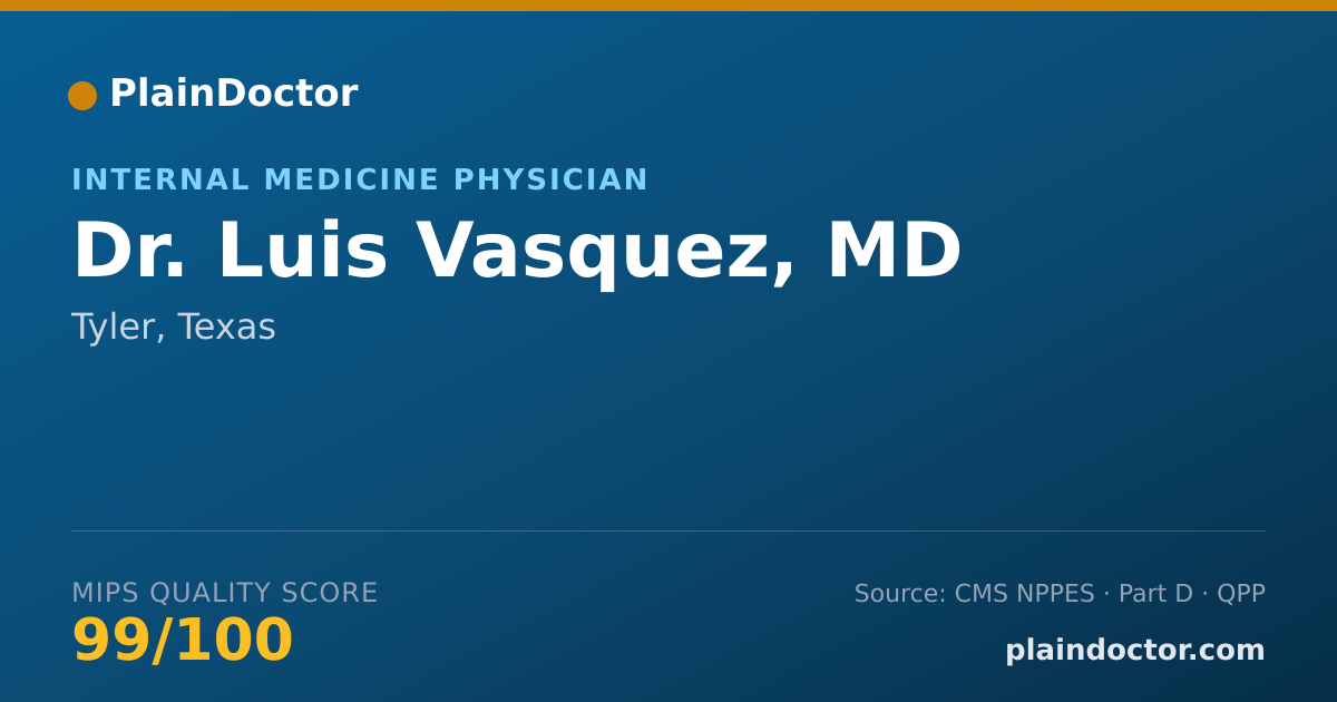 Shareable card for Luis Vasquez, MD - Internal Medicine Physician, Tyler, TX