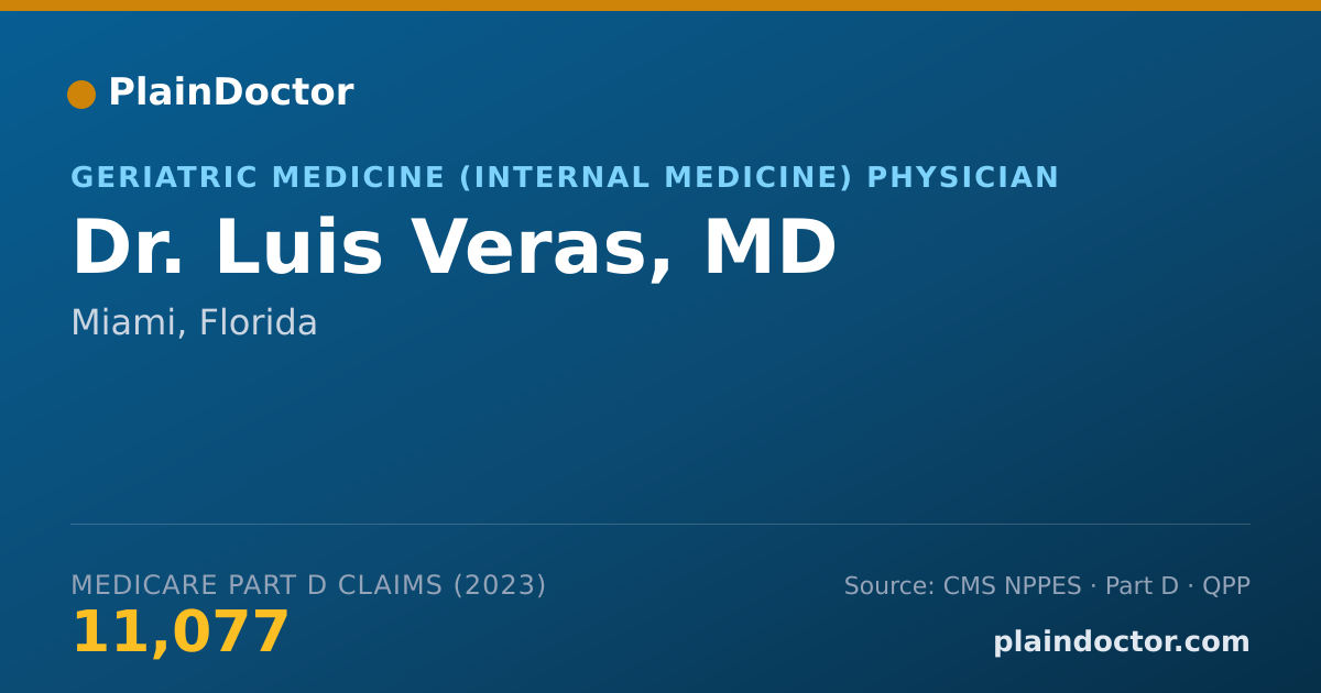 Shareable card for Luis Veras, MD - Geriatric Medicine (Internal Medicine) Physician, Miami, FL