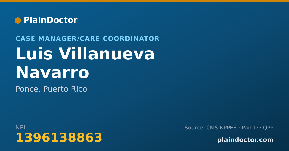 Shareable card for Luis Villanueva Navarro - Case Manager/Care Coordinator, Ponce, PR