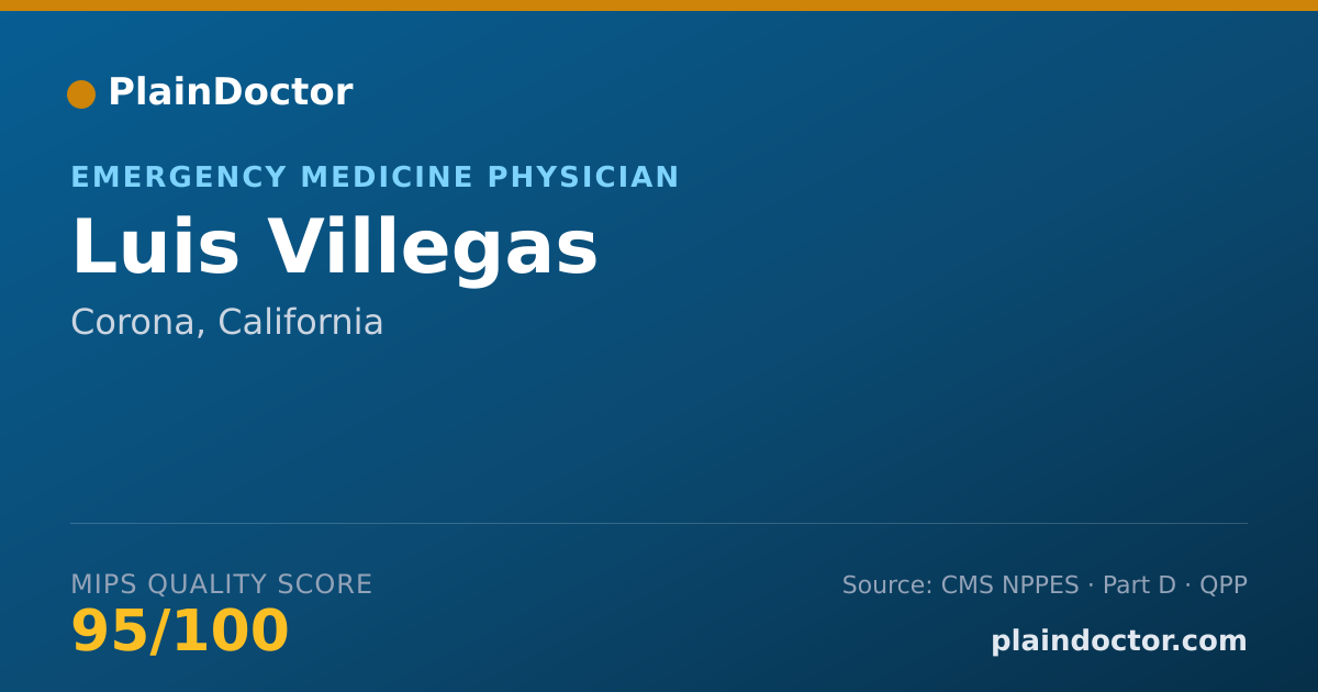 Shareable card for Luis Villegas - Emergency Medicine Physician, Corona, CA