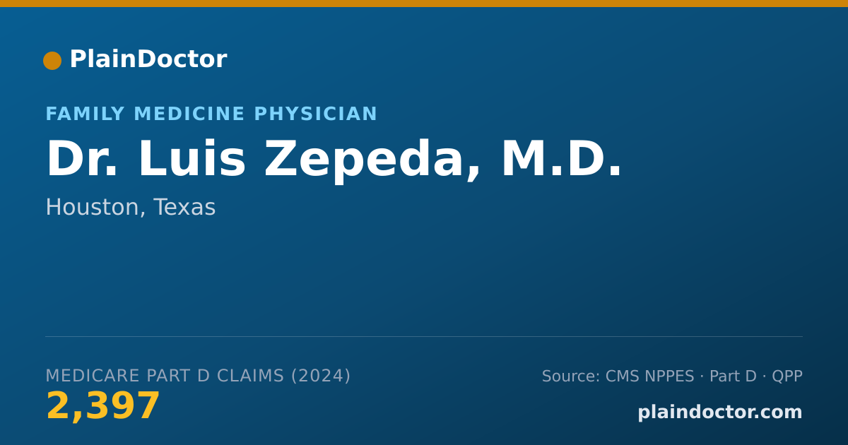 Shareable card for Luis Zepeda, M.D. - Family Medicine Physician, Houston, TX