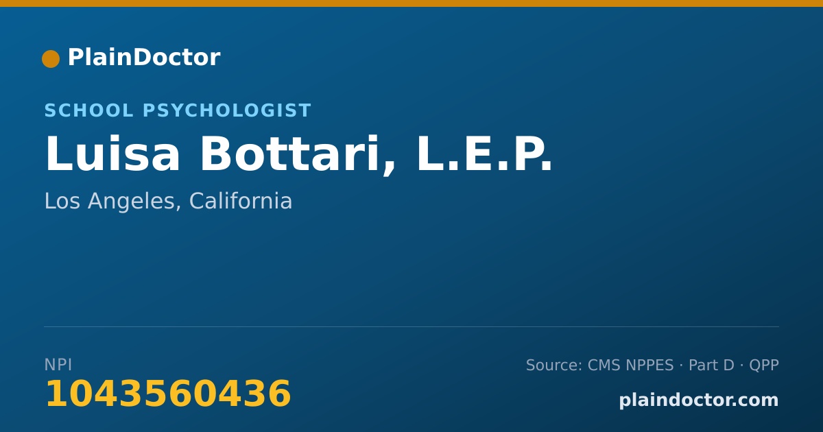 Shareable card for Luisa Bottari, L.E.P. - School Psychologist, Los Angeles, CA