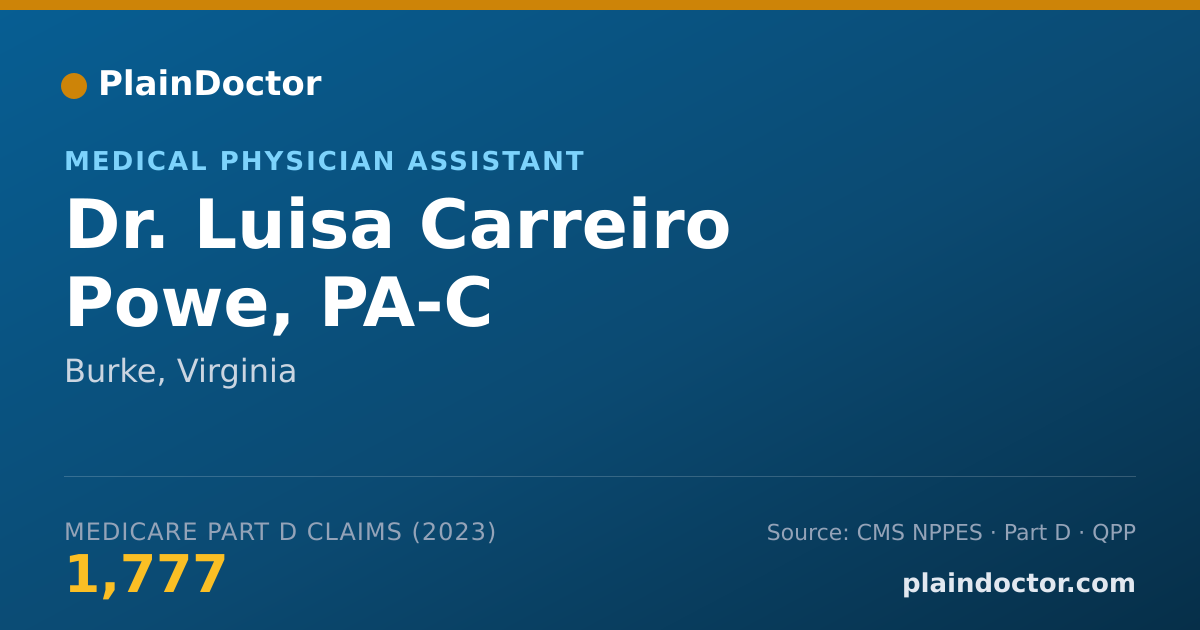 Shareable card for Luisa Carreiro Powe, PA-C - Medical Physician Assistant, Burke, VA