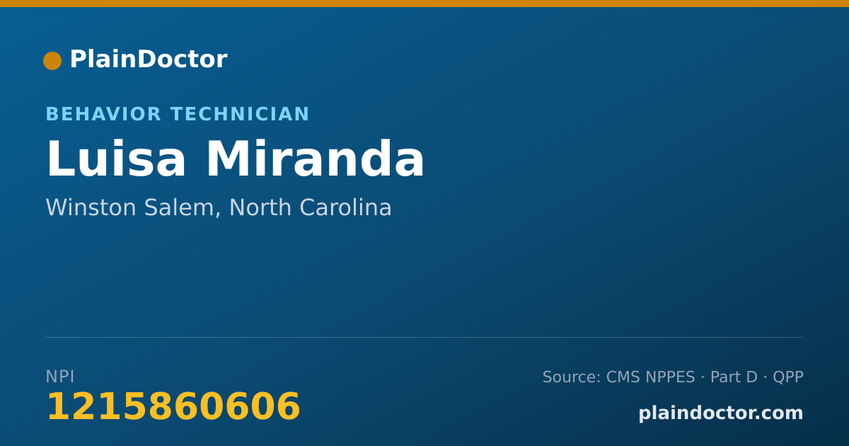 Shareable card for Luisa Miranda - Behavior Technician, Winston Salem, NC