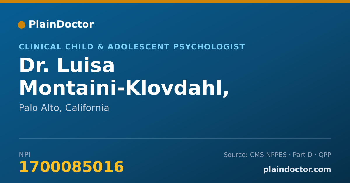 Shareable card for Luisa Montaini-Klovdahl, PH.D., CPT - Clinical Child & Adolescent Psychologist, Palo Alto, CA