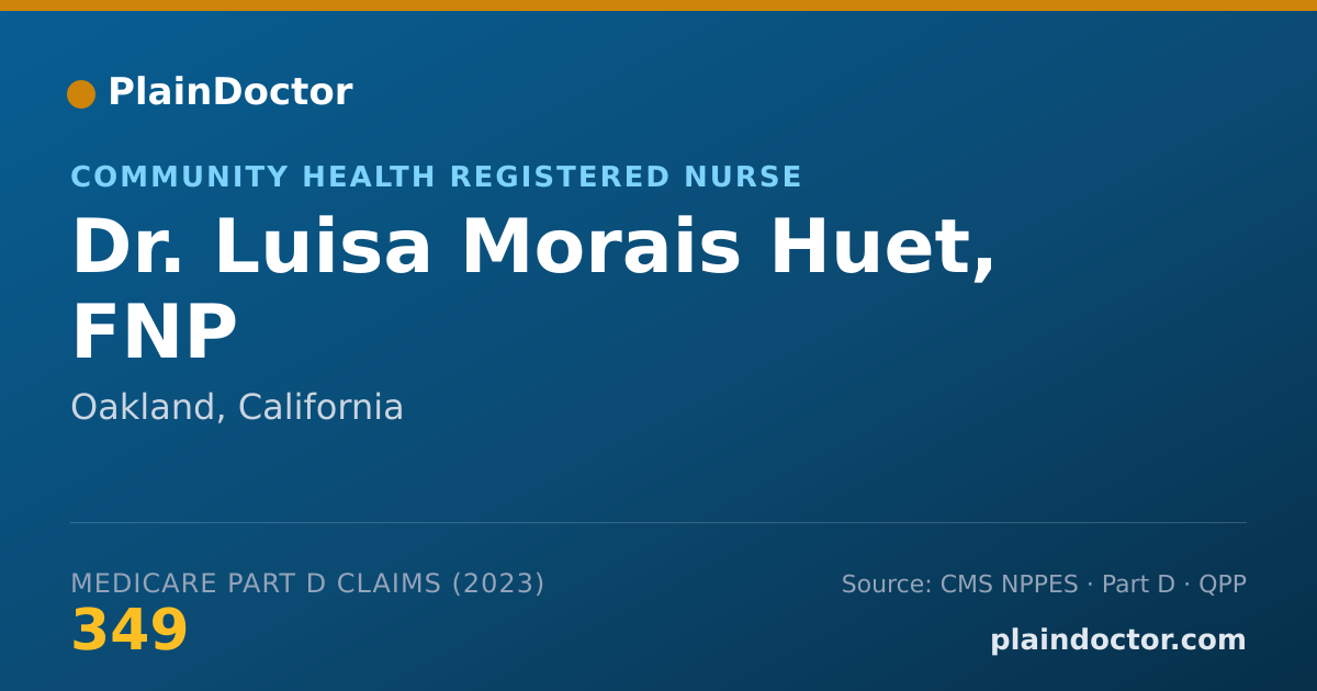 Shareable card for Luisa Morais Huet, FNP - Community Health Registered Nurse, Oakland, CA