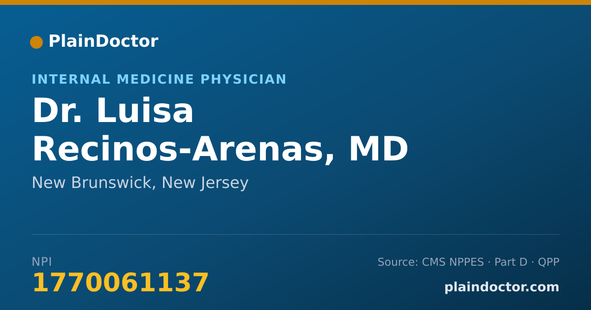 Shareable card for Luisa Recinos-Arenas, MD - Internal Medicine Physician, New Brunswick, NJ