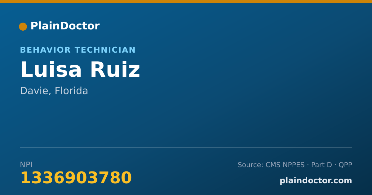 Shareable card for Luisa Ruiz - Behavior Technician, Davie, FL