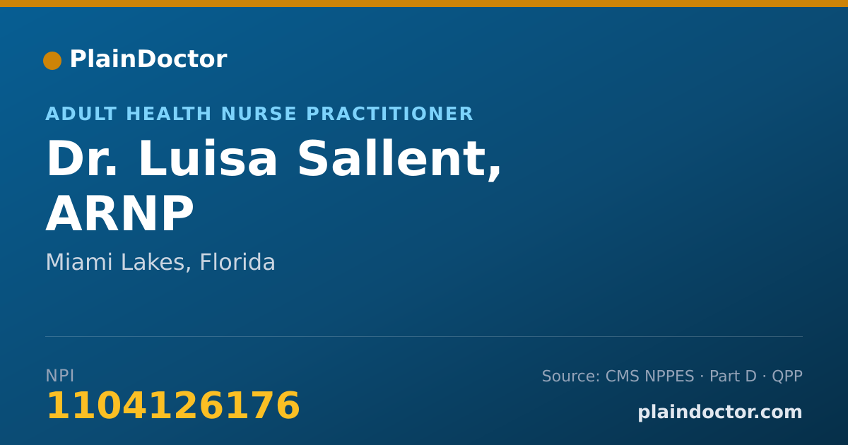 Shareable card for Luisa Sallent, ARNP - Adult Health Nurse Practitioner, Miami Lakes, FL