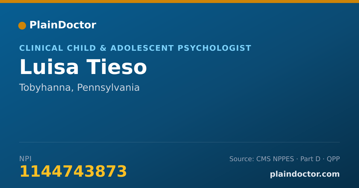 Shareable card for Luisa Tieso - Clinical Child & Adolescent Psychologist, Tobyhanna, PA