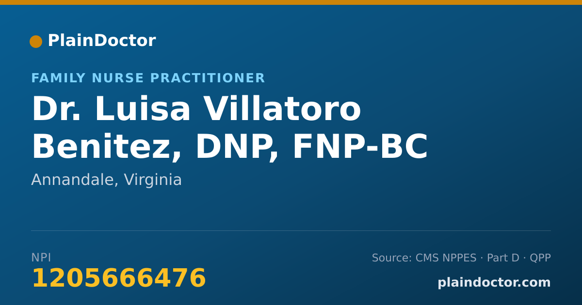 Shareable card for Luisa Villatoro Benitez, DNP, FNP-BC - Family Nurse Practitioner, Annandale, VA