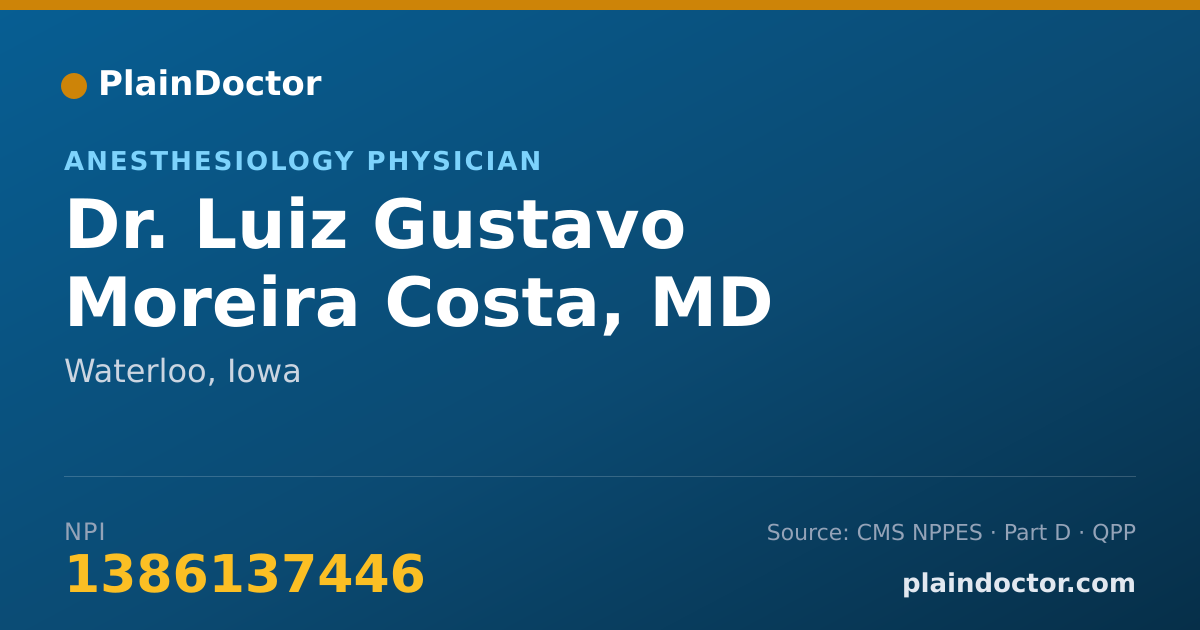 Shareable card for Luiz Gustavo Moreira Costa, MD - Anesthesiology Physician, Waterloo, IA